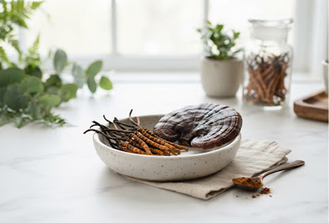 Himalayan herbs, reishi, and cordyceps